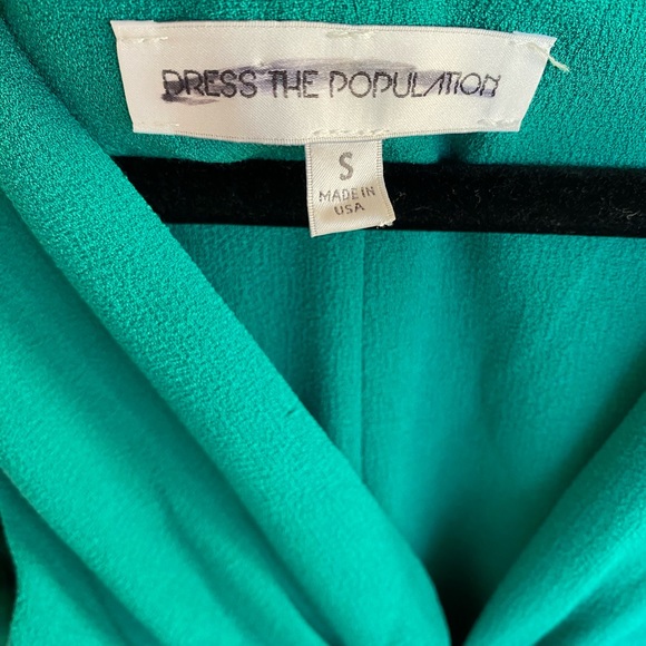 Dress the Population Women's Ivy Exposed Zipper Plunging Midi Dress green size S - Picture 4 of 10